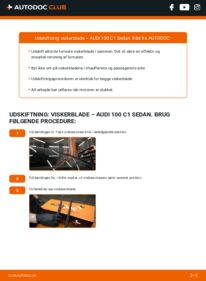 Hvordan man udfører udskiftning af: Viskerblade på 1.8 Audi 100 C1 Sedan