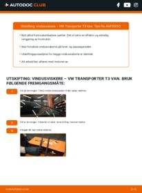 Slik bytter du Vindusviskere 1.6 TD VW T3 Kassevogn
