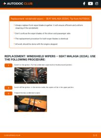 How to carry out replacement: Wiper Blades 1.5 SEAT MALAGA (023A)