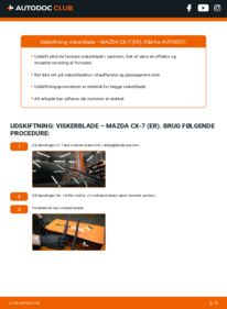 Hvordan man udfører udskiftning af: Viskerblade på 2.2 MZR-CD AWD (ER10A) Mazda CX 7 ER