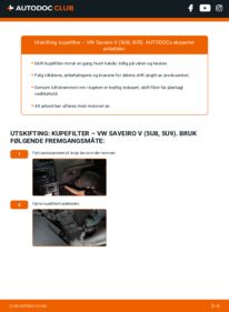 Slik bytter du Kupefilter 1.6 VW Saveiro V (5U8, 5U9)