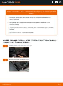 Kā veikt nomaiņu: 1.6 TDI Seat Toledo 4 Salona filtrs