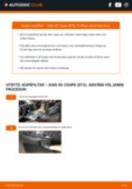 Steg-för-steg-guide i PDF om att byta Kupefilter i AUDI A5 (8T3)