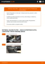 Iliustruotos instrukcijos reguliariam AUDI A5 Sportback (8TA) techniniam aptarnavimui