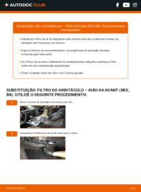 Como realizar a substituição de Filtro do Habitáculo 2.0 TDI Audi A4 B8 Avant