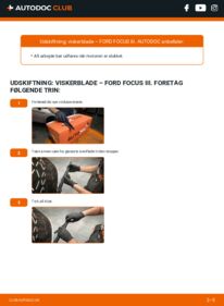 Hvordan man udfører udskiftning af: Viskerblade på 1.6 TDCi Ford Focus DYB Hatchback