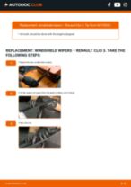 How do I change the Windscreen wipers on my Clio II Hatchback (BB, CB) 1.2 (BB0A, BB0F, BB10, BB1K, BB28, BB2D, BB2H, CB0A,...? Step-by-step guides