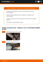 Clio II Hatchback (BB, CB) 1.2 (BB0A, BB0F, BB10, BB1K, BB28, BB2D, BB2H, CB0A,... Salona filtrs: kā nomainīt? Pakāpeniskas rokasgrāmatas