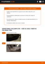 Hvordan skifter man og justere Kabinefilter AUDI A2: pdf manual