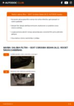 Cordoba I Vario Van / Universālis (6K5) 1.9 TDI Salona filtrs: kā nomainīt? Pakāpeniskas rokasgrāmatas