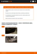 Tutustu informatiivisiin PDF-ohjeisiin AUDI A1 Sportback (GBA) -huoltoon ja -korjauksiin