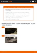 Kaip pakeisti Salono oro filtras AUDI A1 Sportback (GBA) - instrukcijos internetinės
