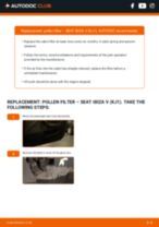 Step by step PDF-tutorial on Pollen Filter SEAT IBIZA V (KJ1) replacement