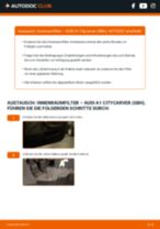 AUDI A1 Citycarver (GBH) Kabinenluftfilter ersetzen: Anweisungen und Tipps