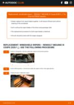 How do I change the Windscreen wipers on my Megane II Hatchback (BM, CM) 1.6 16V? Step-by-step guides