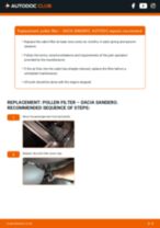 Step by step PDF-tutorial on Pollen Filter DACIA SANDERO replacement