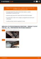 RENAULT Clio III Van (SB_, SR_) 2020 navodila za popravilo in vzdrževanje