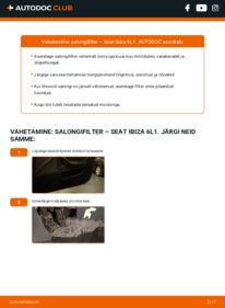Kuidas välja vahetamist läbi viia: Seat Ibiza 6l1 1.9 TDI Salongifilter
