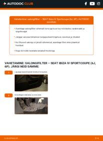 Kuidas välja vahetamist läbi viia: Seat Ibiza IV Sportcoupe 1.4 Salongifilter