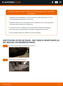 Cómo sustitución de Filtro de Habitáculo 1.4 Seat Ibiza IV Sportcoupe