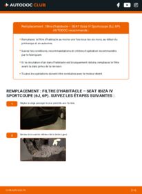 Comment effectuer un remplacement de Filtre d'Habitacle 1.4 Seat Ibiza IV Sportcoupe