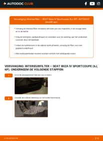 Vervanging uitvoeren: Interieurfilter 1.4 Seat Ibiza IV Sportcoupe