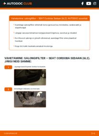 Kuidas välja vahetamist läbi viia: Seat Cordoba 6L2 1.9 TDI Salongifilter