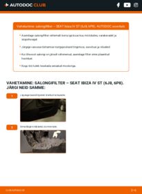Kuidas välja vahetamist läbi viia: Seat Ibiza 6j Kombi 1.2 TDI Salongifilter