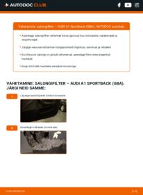 Kuidas välja vahetamist läbi viia: Audi A1 GBA 30 TFSI Salongifilter