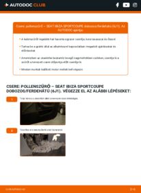 Hogyan végezze a cserét: 1.6 TDI SEAT IBIZA SPORTCOUPE Box Body / Hatchback (6J1) Utastér levegő szűrő