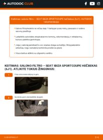 Kaip atlikti keitimą: SEAT IBIZA SPORTCOUPE Box Body / Hatchback (6J1) 1.6 TDI Oro filtras, keleivio vieta
