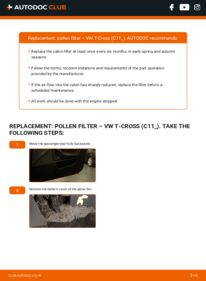 How to carry out replacement: Pollen Filter 1.0 TSi (DKJA, DKRF) VW T-Cross (C11_)