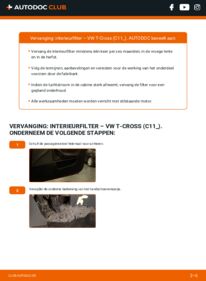 Vervangen: Interieurfilter 1.0 TSi (DKJA, DKRF) VW T-Cross (C11_)