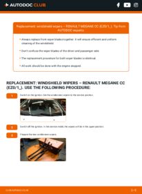 How to carry out replacement: Wiper Blades 1.5 dCi (EZ09, EZ1G, EZ0D, EZ14) Renault Megane CC