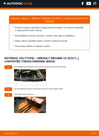 Kaip atlikti keitimą: Renault Megane CC 1.5 dCi (EZ09, EZ1G, EZ0D, EZ14) Valytuvo gumelė