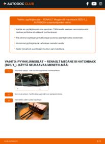 Kuinka vaihtaa Pyyhkijänsulat 1.5 dCi (BZ09, BZ0D, BZ1W, BZ29, BZ14) Renault Megane 3 -autoon