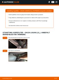 Slik bytter du Kupefilter 1.4 Dacia Logan LS