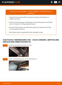 Wie der Wechsel durchführt wird: Innenraumfilter Dacia Sandero sd 1.4 MPI LPG tauschen