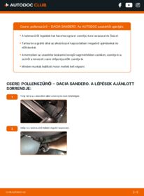 Hogyan végezze a cserét: 1.4 MPI LPG Dacia Sandero sd Utastér levegő szűrő