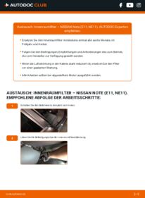 Wie der Wechsel durchführt wird: Innenraumfilter Nissan Note e11 1.4 tauschen
