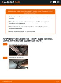 How to carry out replacement: Pollen Filter 1.5 dCi 85 (M20, M20M) Nissan NV200 Box Body
