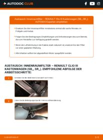 Wie der Austausch bewerkstelligt wird: Innenraumfilter 1.5 dCi Renault Clio 3 Kastenwagen