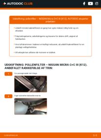 Hvordan man udfører udskiftning af: Pollenfilter på 1.4 16V Nissan Micra k12 Cabriolet