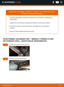 Kuidas välja vahetamist läbi viia: RENAULT Twingo II Kasten / Schrägheck (CNO_) 1.2 (CN01, CN06) Salongifilter