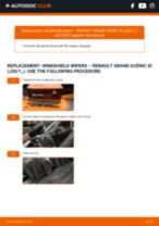 Step by step PDF-tutorial on Wiper Blades RENAULT GRAND SCÉNIC III (JZ0/1_) replacement
