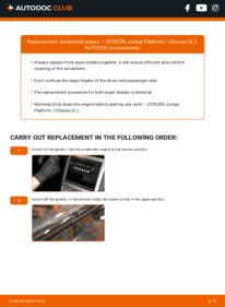 How to carry out replacement: Wiper Blades 2.0 BlueHDi 150 CITROËN JUMPY Platform/Chassis