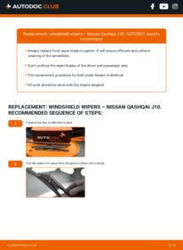 How to carry out replacement: Wiper Blades 1.5 dCi Nissan Qashqai j10