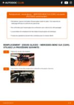 Comment faire le remplacement pour Essuie-glaces sur ma CLK Cabriolet (A209) CLK 200 1.8 Kompressor (209.442) ? Guides étape par étape