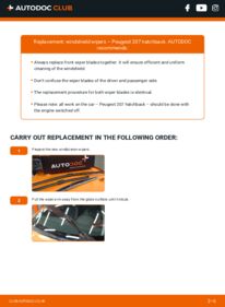 How to carry out replacement: Wiper Blades 1.4 HDi Peugeot 207 Hatchback