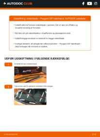 Hvordan man udfører udskiftning af: Viskerblade på 1.4 HDi Peugeot 207 Hatchback